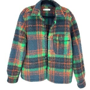 Zara Multicolor Plaid Pea Coat